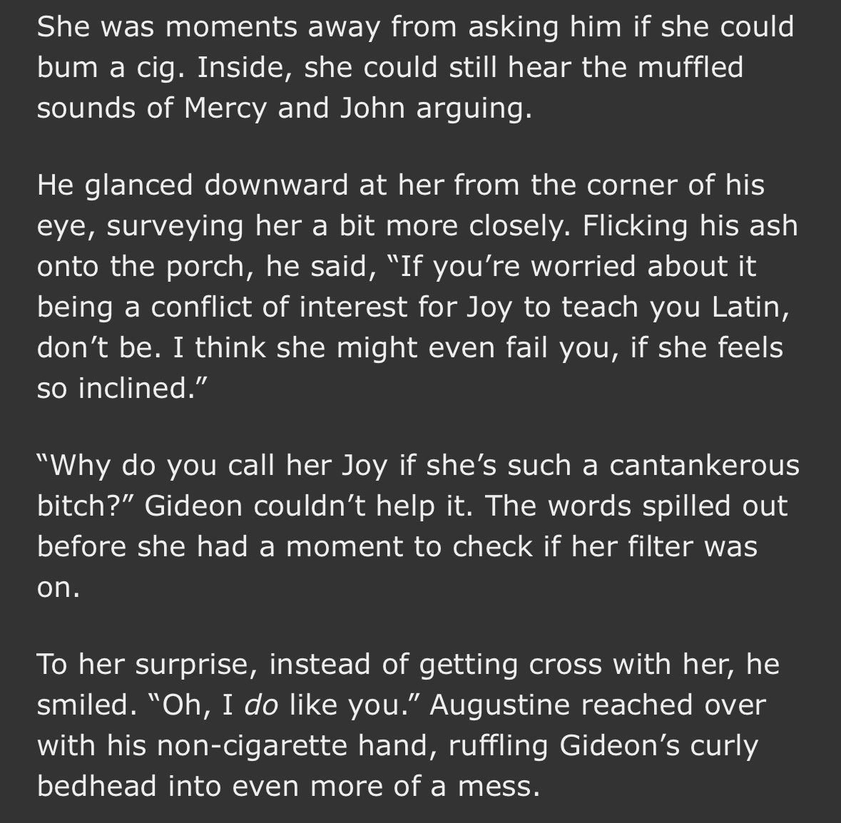 fatedfragment's tweet photo. chapter threeeee give it up for chapter THREE of t4t griddlehark modern au!! gideon-centric chap where she meets the polycule from hell (and the tridentarius twins)
#griddlehark #thelockedtomb #gideonnav #tlt #tlttwt #ianthetridentarius #coronabethtridentarius https://t.co/6FVFOVecAf
