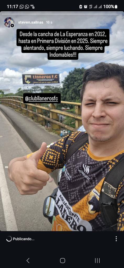 StevenSalinasA's tweet photo. @ClubLlanerosFC Desde la cancha de La Esperanza en 2012, hasta en Primera División en 2025. Siempre alentando, siempre luchando. Siempre Indomables!!!
#VamosLlaneros !!!! 🐴🏳🏴 https://t.co/ylV0mHGJ7Q