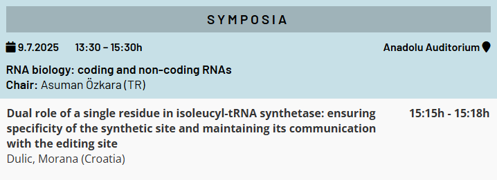 FEBSOpenBio's tweet image. 🔦Discover about unexpected roles of tRNAs later today from Morana Dulic!
⏰15:15
👉Anadolu Auditorium
Be on time!
#FEBSCongress2025 #FEBS2025