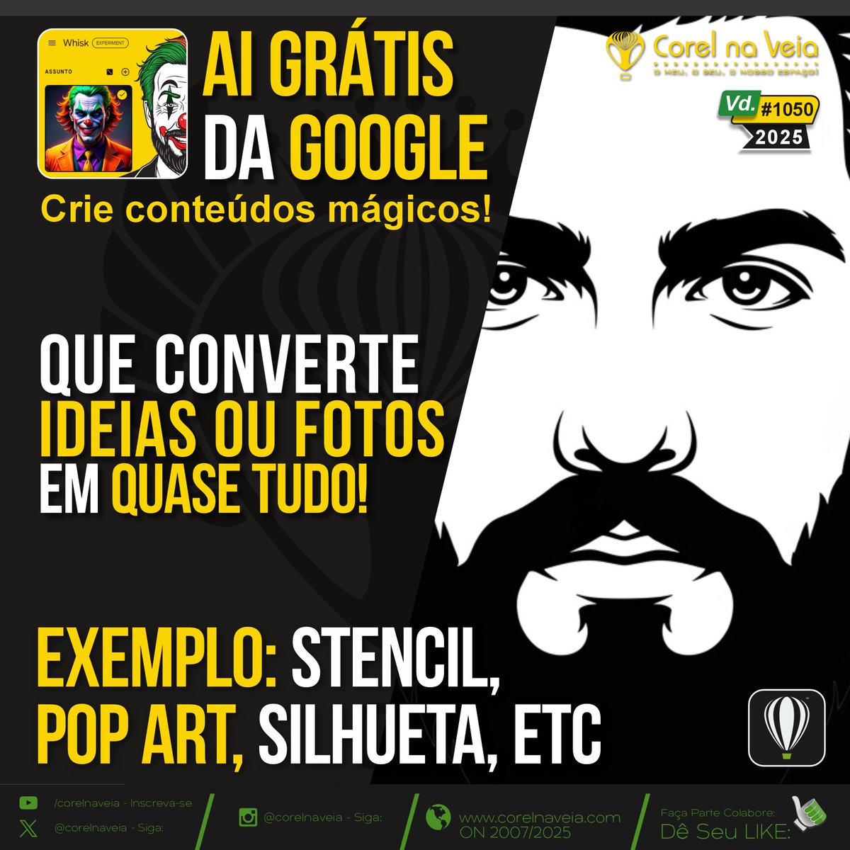 CorelnaVeia's tweet photo. ## 🎨 #AI #Grátis da #Google que #Converte #Ideias ou #Fotos em Quase Tudo!🚀 https://t.co/hP7yyXLaQp
👉 Já imaginou transformar suas fotos favoritas em Vídeos ou Artes #Vetoriais ou Estilos como: #stencil, 
#popart, #silhueta, etc... Bora Ver isso?! https://t.co/criwXiQRNj