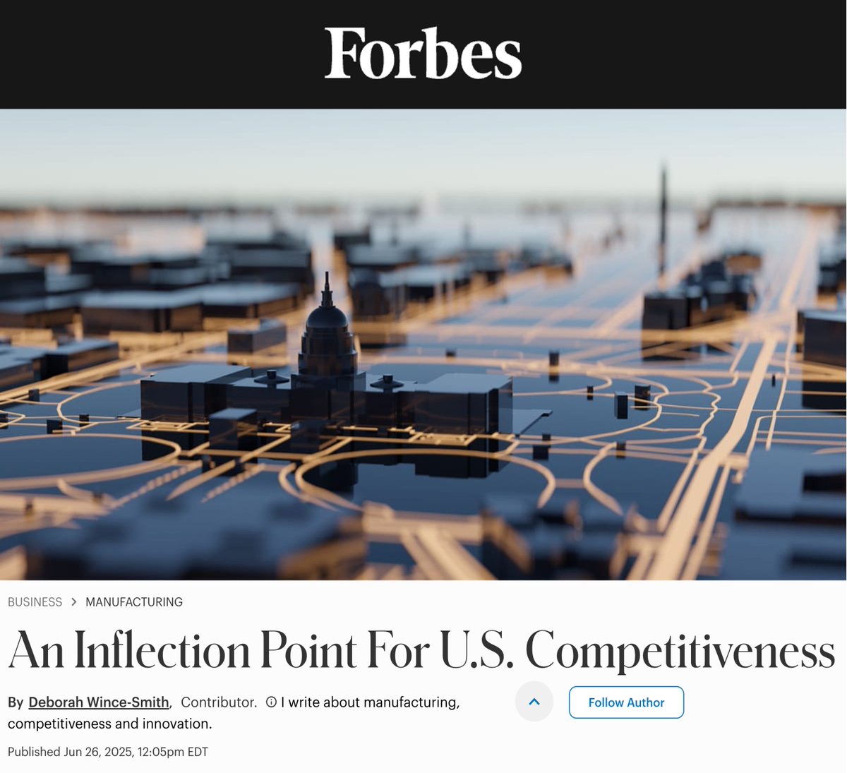 In her latest Forbes.com piece, <a href="/CompeteNow/">Compete.org</a>’s @Dwincesmith—joined by <a href="/ASU/">Arizona State University</a>’s <a href="/sallycmorton/">Sally C. Morton</a>, @Livermore_Labs’ Pat Falcone, &amp; Steve Walker—previews the TLSI “Compact for America”—a roadmap for #innovation, productivity, security, &amp; prosperity: forbes.com/sites/deborahw…