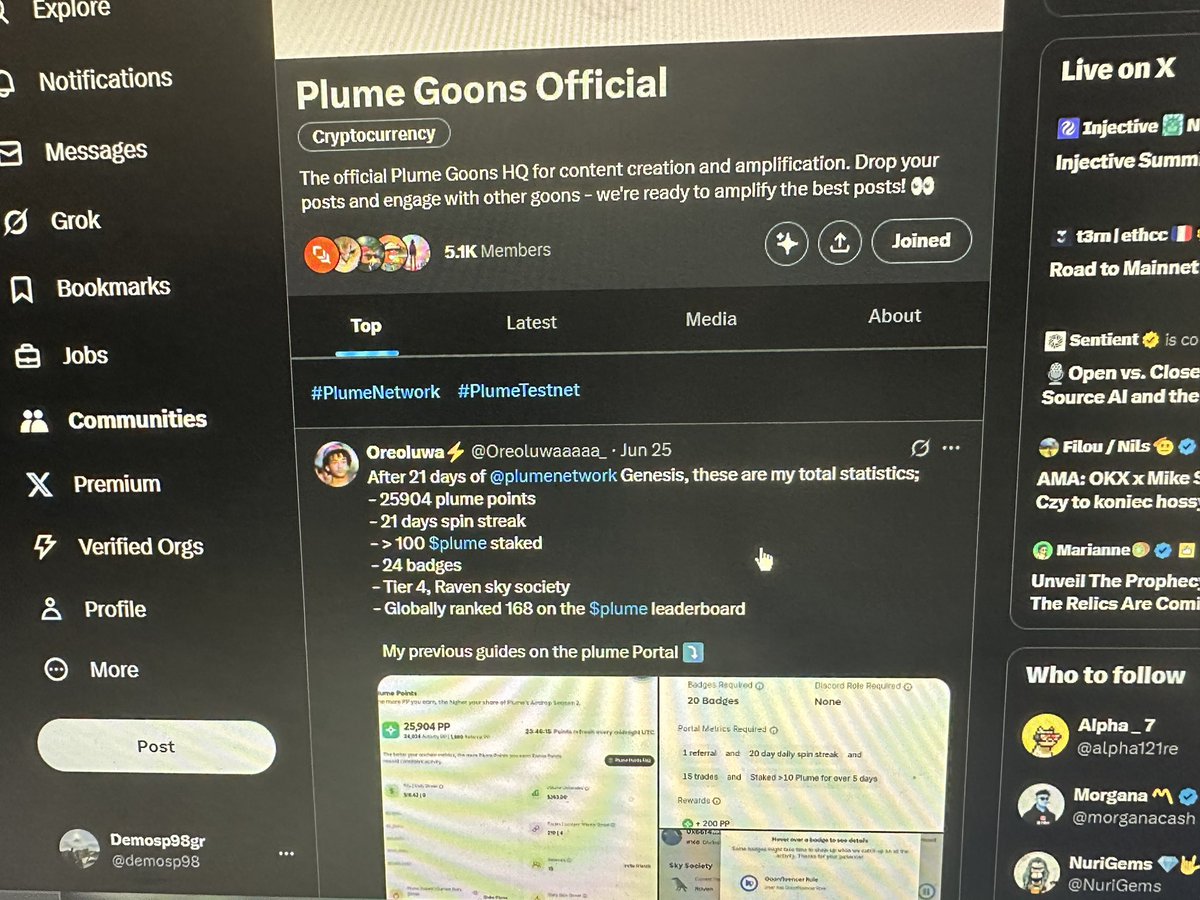 Just joined Plume community on X ,don’t waste time and come with us asap