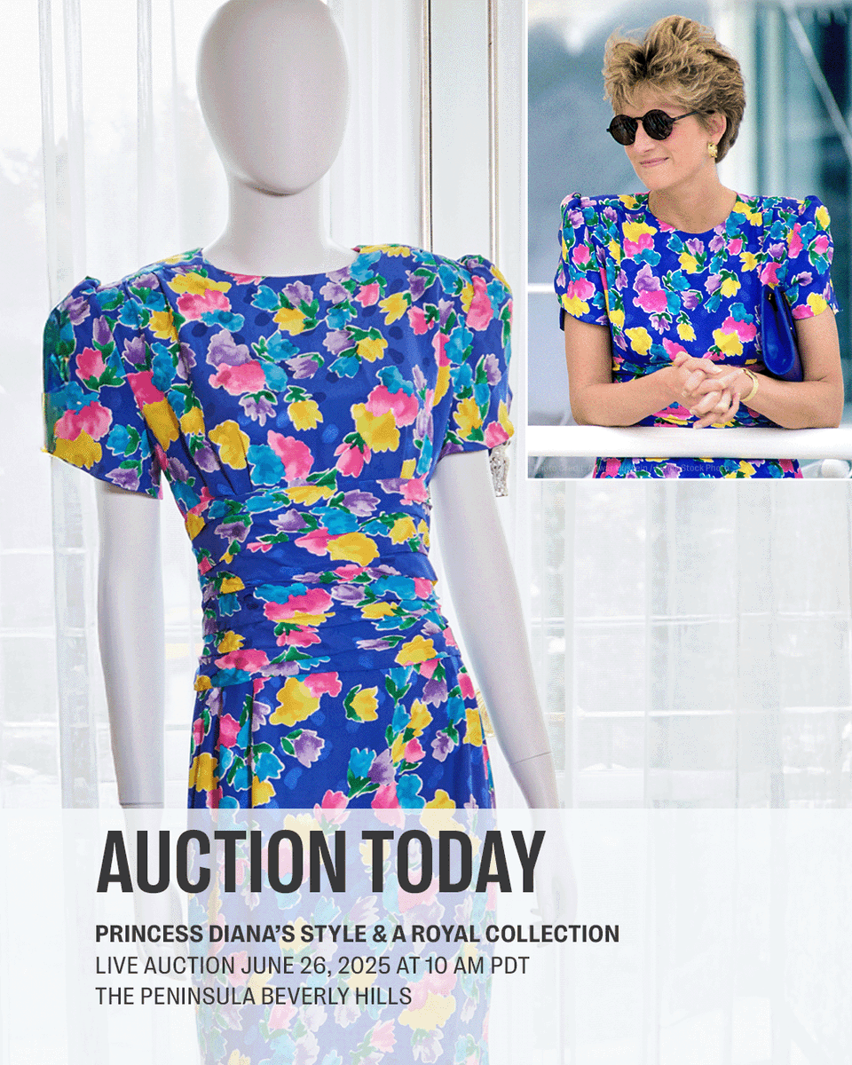 JuliensAuctions's tweet photo. Today, marks a truly special day in the world of auctions, royal fashion, and pop culture, with our "Princess Diana’s Style & A Royal Collection" auction happening online and LIVE from The Peninsula Beverly Hills.  

Diana reshaped the image of the British monarchy through her clothing, using style as a powerful form of communication that transcended borders and generations. Her fashion was never just about beauty—it was about meaning, a reflection of the woman who became, and remains, the "people's princess."  

This is your exclusive chance to delve into the captivating world of Princess Diana and own a piece of her iconic legacy.   

Join us at 10 AM PDT, and don't miss this opportunity to step beyond the palace gates and experience a more intimate perspective of royal life.  

Register & Bid Now and be part of this extraordinary event! 
https://t.co/dYDqdwxA47 

#PrincessDiana #RoyalStyle #FashionIcon #Auction #RoyalFamily #ThePeoplesPrincess #PopCulture #LiveAuction