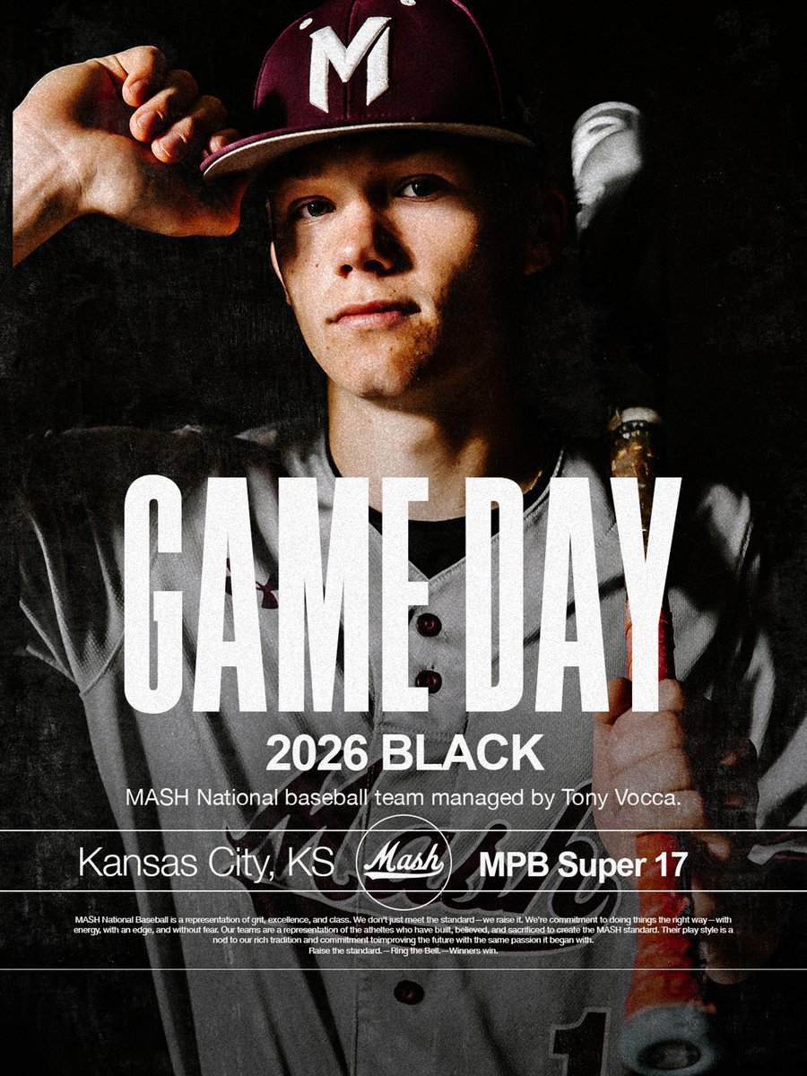 Earn everything. 

🔔 2026 Black National Team
1⃣🆚 Precision Baseball
2⃣🆚 US Nationals
📍 Kansas City, KS
📺 web.gc.com/teams/4bX6ztRe…