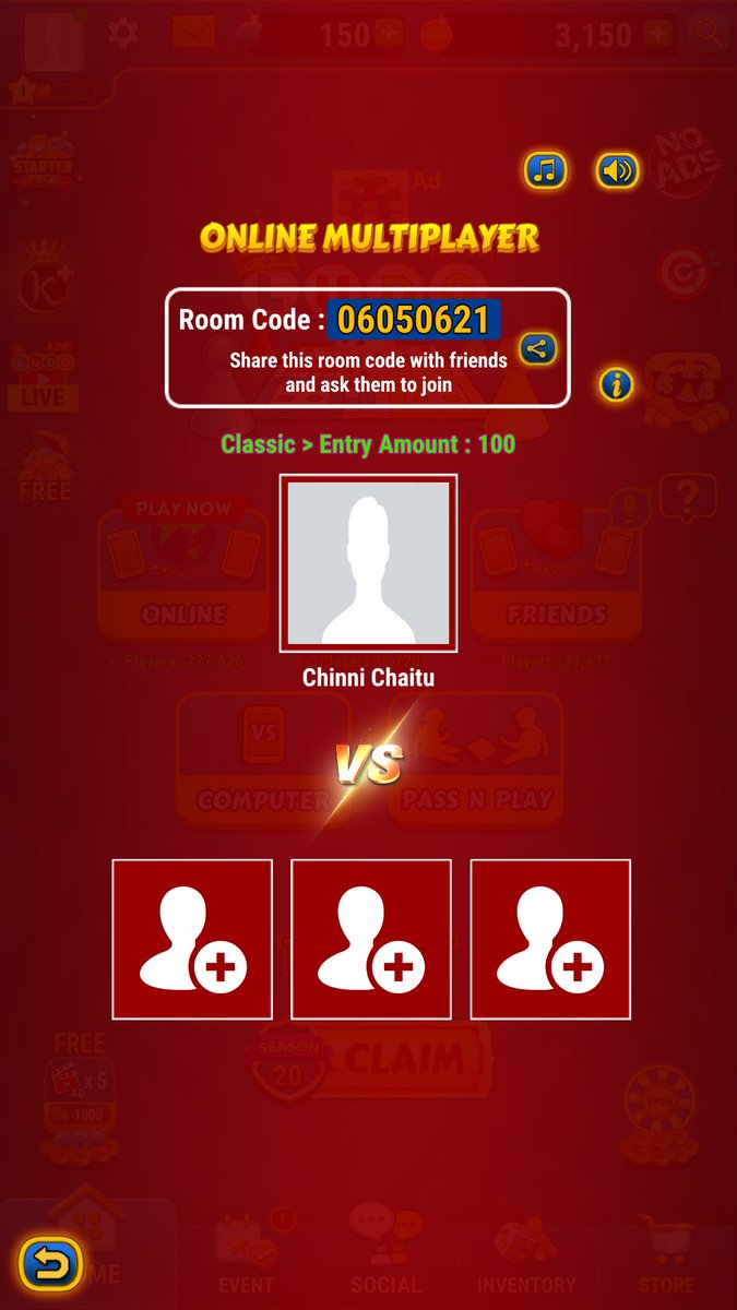 Play Ludo King with me!
Room Code: 06050621
Start Game &gt; Play with Friends &gt; Join &gt; Enter Room code.
OR,
Click below to join:
lk.gggred.com/?rmc=06050621&…
-------
Install Ludo King:
Android: play.google.com/store/apps/det…
iOS: itunes.apple.com/in/app/ludo-ki…

Believe me this is an awesome game!