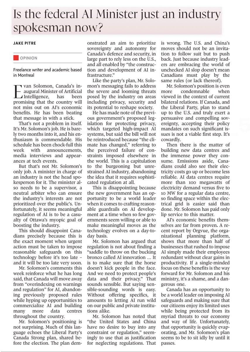 Jake Pitre ⁦<a href="/jakeadampitre/">Jake Pitre 🎃</a>⁩ in the Globe today!