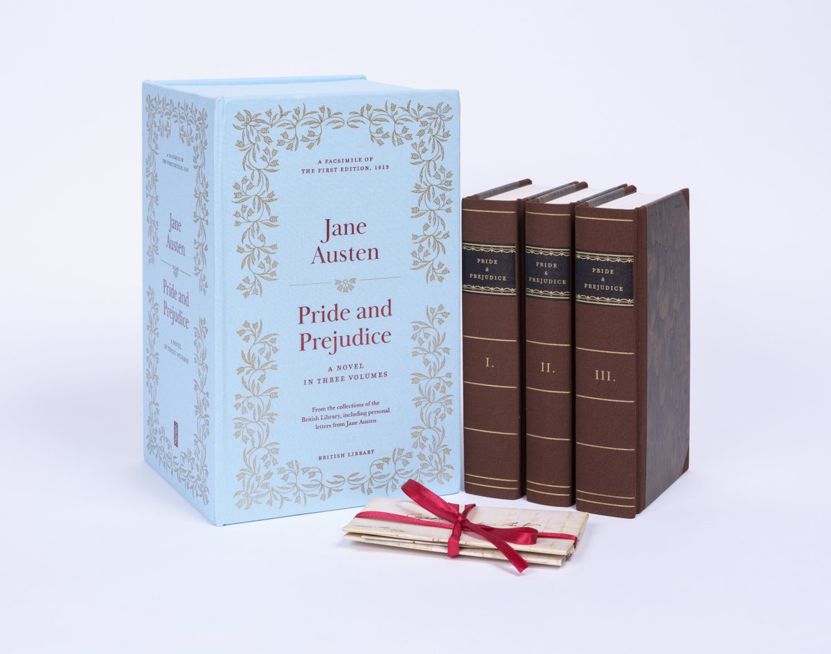 BL_Publishing's tweet image. We&apos;re delighted to reveal our Pride &amp;amp; Prejudice First Edition Facsimile, marking 250 years of Jane Austen. 

Faithfully reproduced from the 1813 original, in a clamshell case with letters, ephemera and more. 📜

Coming September. Pre-order: tinyurl.com/PridePrejudice…