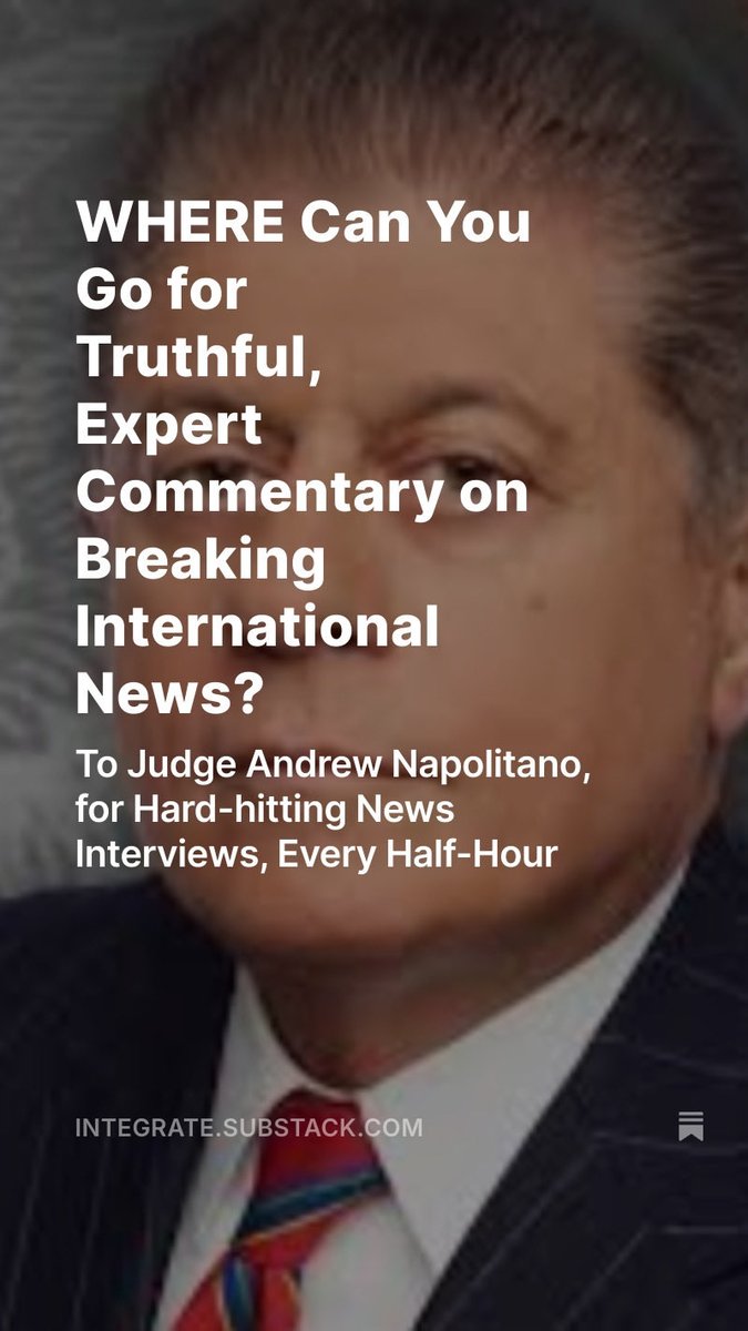 "On any given day, people seeking objective news may listen all day to free, informed analysis of current events from a distinguished group of voices who are no longer welcome in the legacy media."
integrate.substack.com/p/where-can-yo…