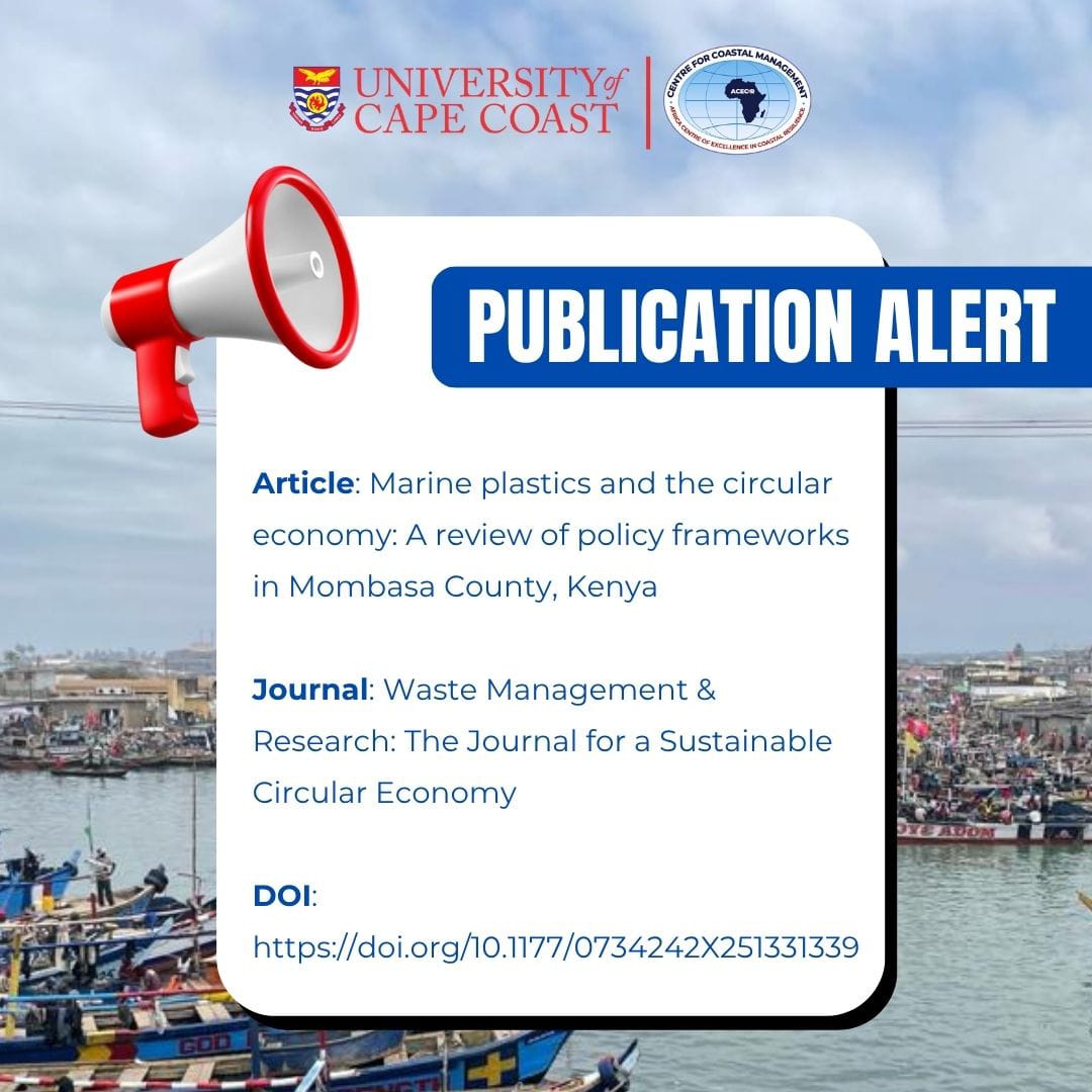 Just out:
Odhiambo, Oduro, Ansah, Adade &amp; Aheto explore marine plastic policies in Mombasa through a #CircularEconomy lens.
📄 Waste Management &amp; Research
🔗 doi.org/10.1177/073424…