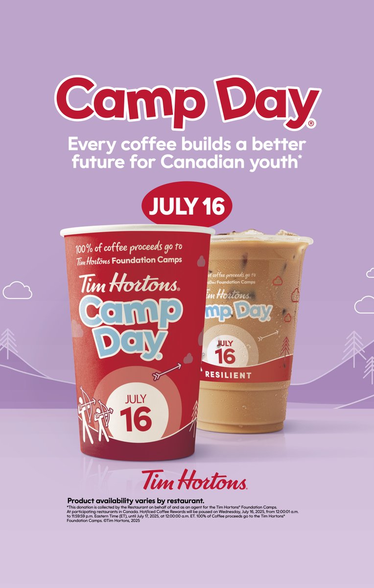 SaskRushLAX's tweet image. Camp Day is coming! On July 16th, when you buy a Tims coffee, 100% of proceeds are donated to Tims Camps to help empower youth. The bigger the coffee, the bigger the donation!

Today, you can help support by buying Camp Day bracelets at your local Tims restaurant. You can also…