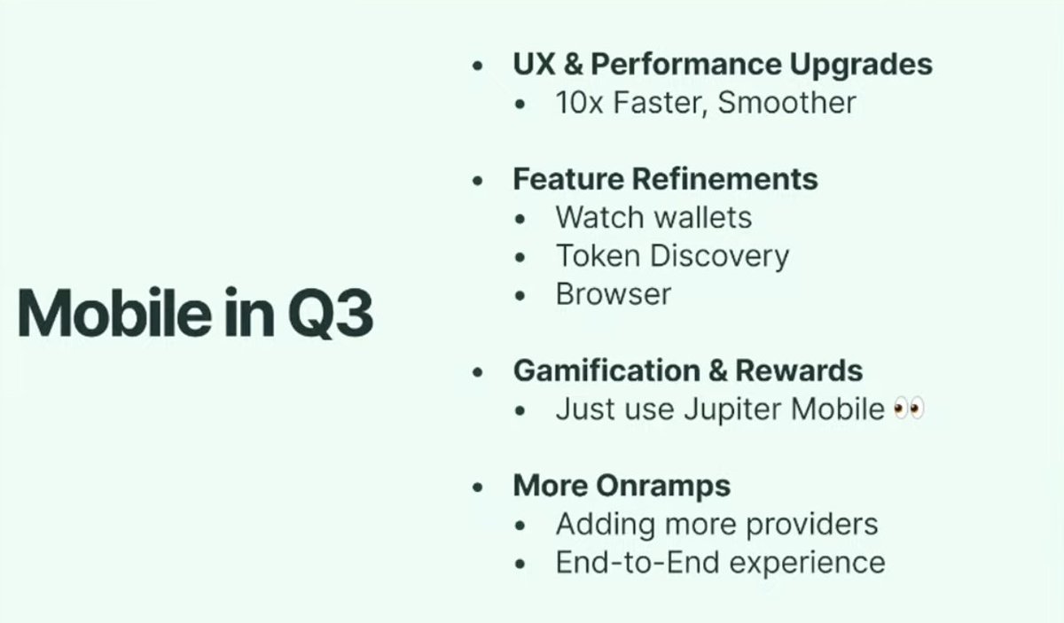 Wallet watching, token discovery, gamification, rewards and much much more coming to <a href="/jup_mobile/">Jupiter Mobile</a>  in the next three months!

Stay tuned!