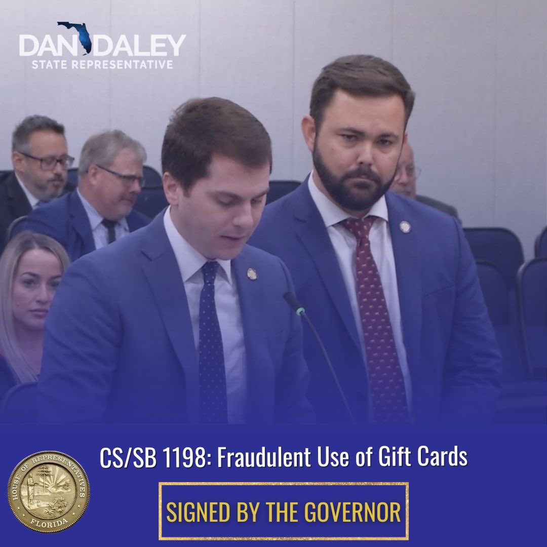 RepDanDaley's tweet image. Pleased to share that our co-primed bill with Rep. Greco was signed into law by the Governor! It strengthens penalties for gift card fraud and financial scams—especially for repeat offenders—marking real progress in protecting consumers and cracking down on scammers.