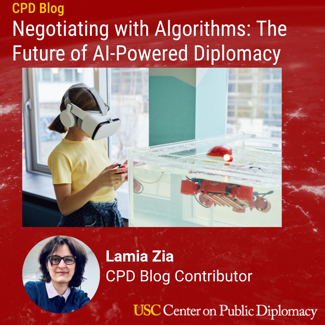 In her vivid account of the Artificial Intelligence Expo in Washington, DC, CPD Blog contributor Lamia Zia explores how technologies like #AI are rapidly transforming not only everyday life but the foundations of national power and diplomacy.

🔗: uscpublicdiplomacy.org/blog/negotiati…