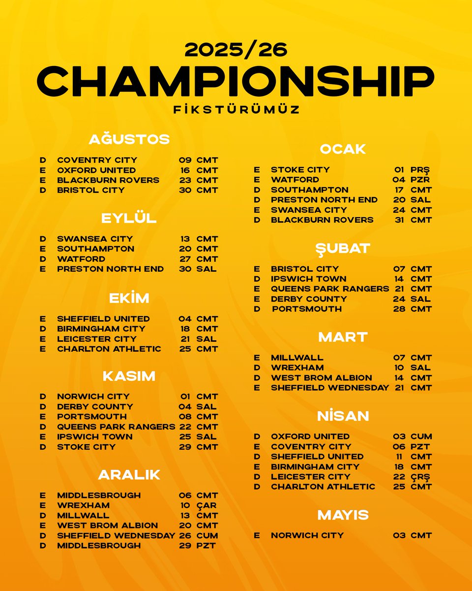 2025/26 SEZONU BAŞLIYOR ⌛📅

🟠⚫ EFL Championship'te 2025/26 sezonu fikstürümüz belli oldu!

#hcafc