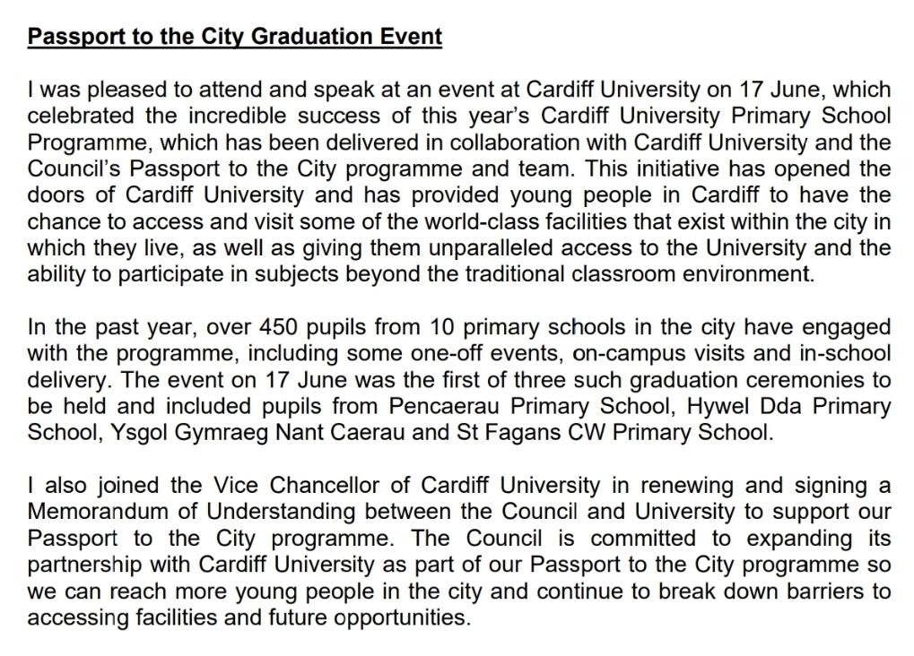 Chris Weaver (@cathayschris) on Twitter photo In <a href="/huwthomas_Wales/">Huw Thomas</a> statement to Council tonight he highlights his visit to a 'Passport to the City Graduation' - wonderful programme for for children in the city
My ward colleague Sarah <a href="/Merryse235/">Sarah Merry</a> has spoken of attending these before & how moving & enjoyable they are! In <a href="/huwthomas_Wales/">Huw Thomas</a> statement to Council tonight he highlights his visit to a 'Passport to the City Graduation' - wonderful programme for for children in the city
My ward colleague Sarah <a href="/Merryse235/">Sarah Merry</a> has spoken of attending these before & how moving & enjoyable they are!