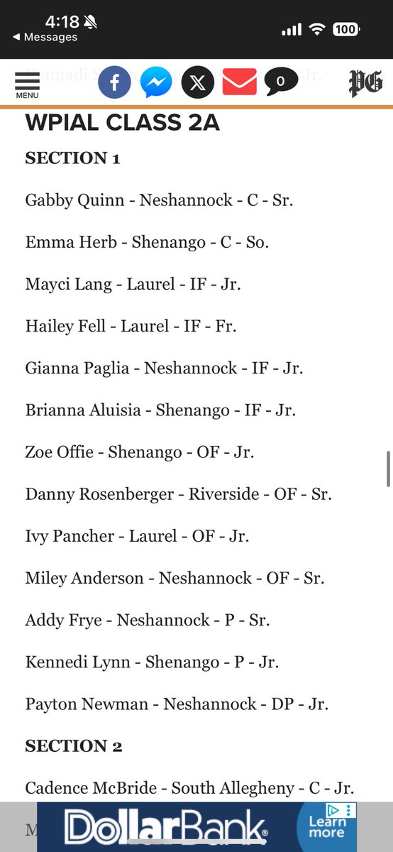 So blessed to be chosen for the 2a all section as a freshman! <a href="/LDukesAntuono/">Lady Dukes Antuono 09</a> <a href="/SRU_Softball/">Slippery Rock Softball</a> <a href="/ZipsSB/">Akron Zips Softball</a> <a href="/ValpoSoftball/">Valpo Softball</a> <a href="/DukeSOFTBALL/">Duke Softball</a>