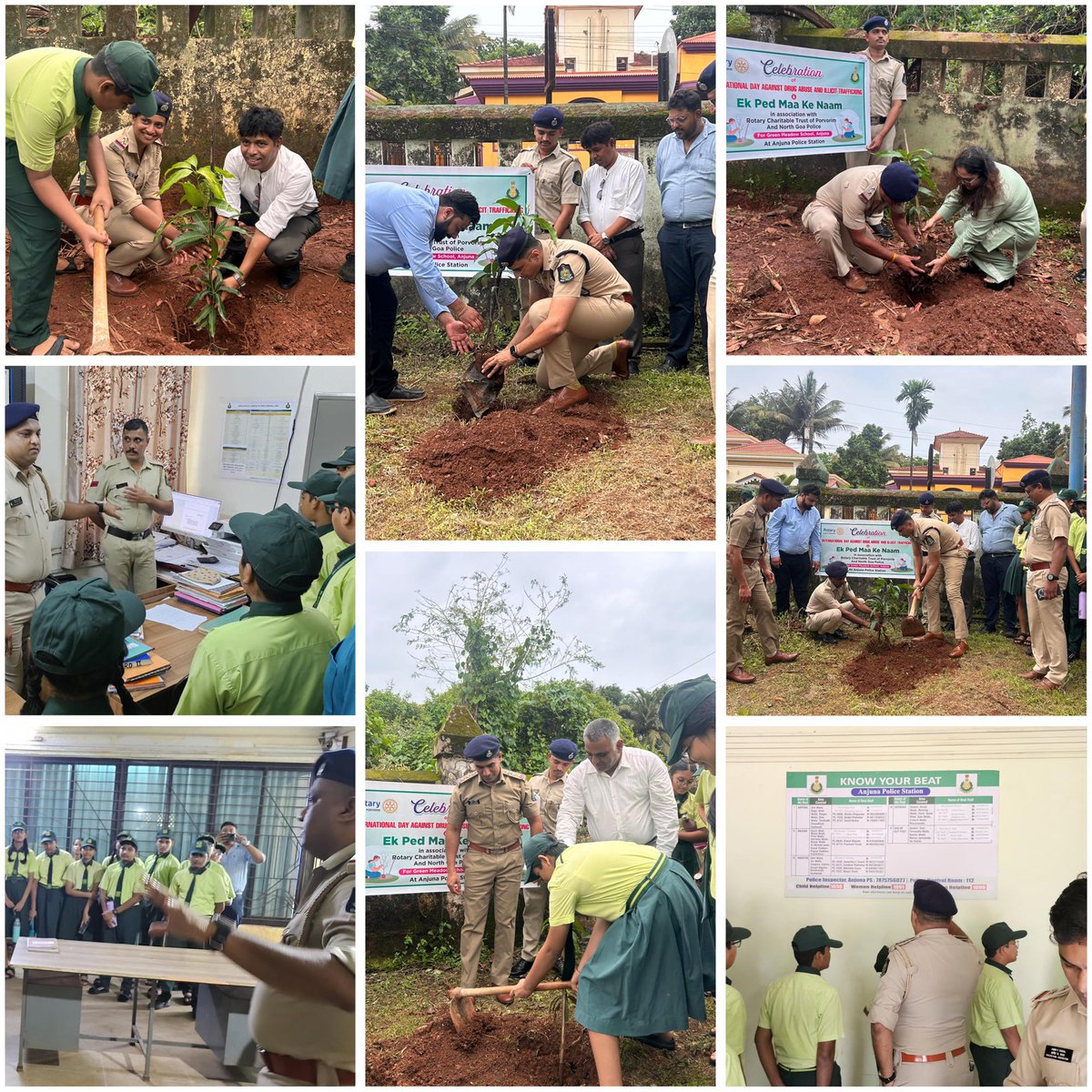 Visited Anjuna PS today for a tree plantation drive with Green Meadow School students under Ek Ped Maa Ke Naam &amp; International Day Against Drug Abuse. Students were also sensitised on drug abuse &amp; cyber safety.

<a href="/DGP_Goa/">DGP Goa</a> <a href="/DrPramodPSawant/">Dr. Pramod Sawant</a> 

 #SayNoToDrugs