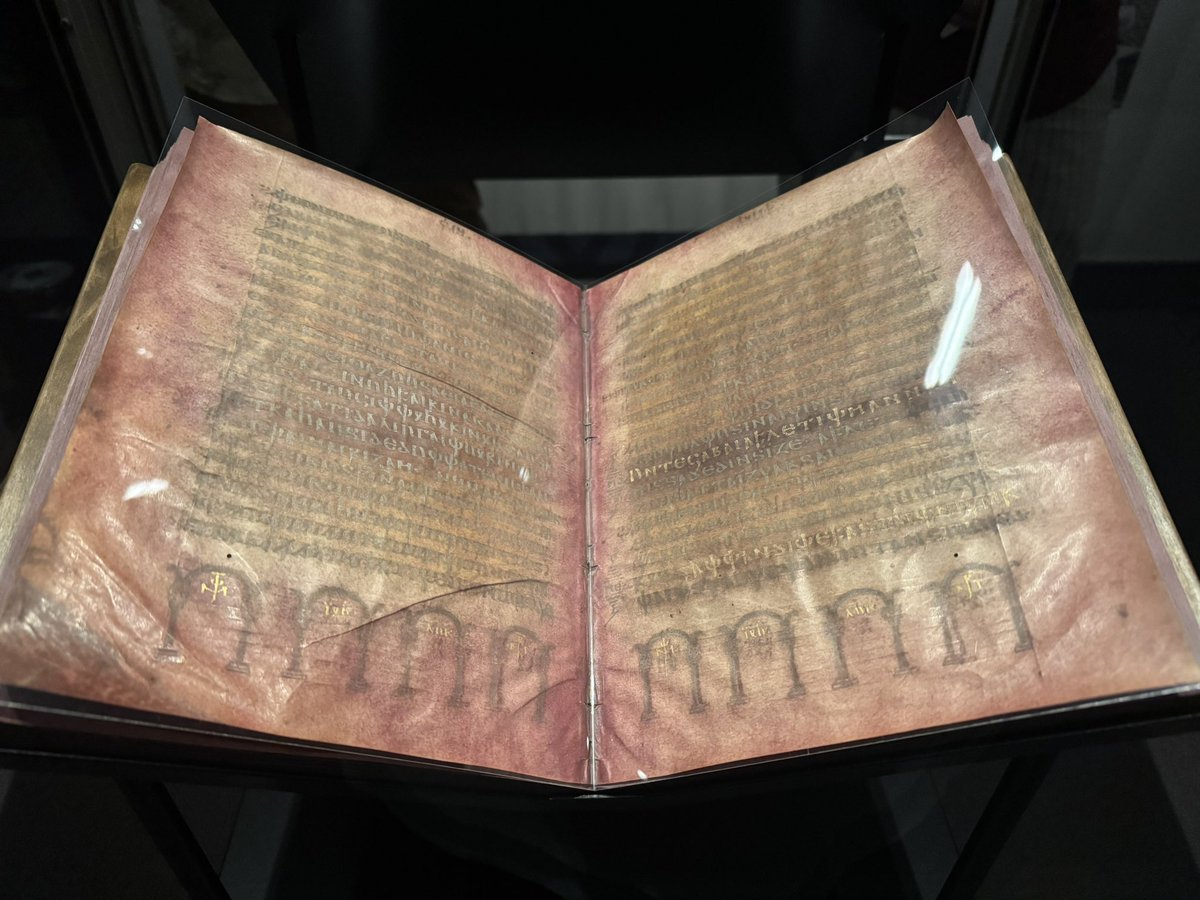 DawnLSutherland's tweet image. Had a chance in between Society of Biblical Literature (SBL) International Conference sessions to visit the Uppsala Cathedral (ca. 13th century). 

We also got to see the Codex Argenteus, a 6th‑century Gothic Gospel manuscript written in silver and gold ink on royal purple…