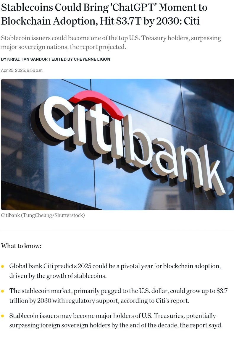 Citi projects the stablecoin market could reach $2–3T in the next cycle
#Cardano is still early, but just a spark of stablecoin liquidity could set off DeFi growth across the ecosystem. Getting this right isn’t just an opportunity, it’s a non-negotiable for our shared success.