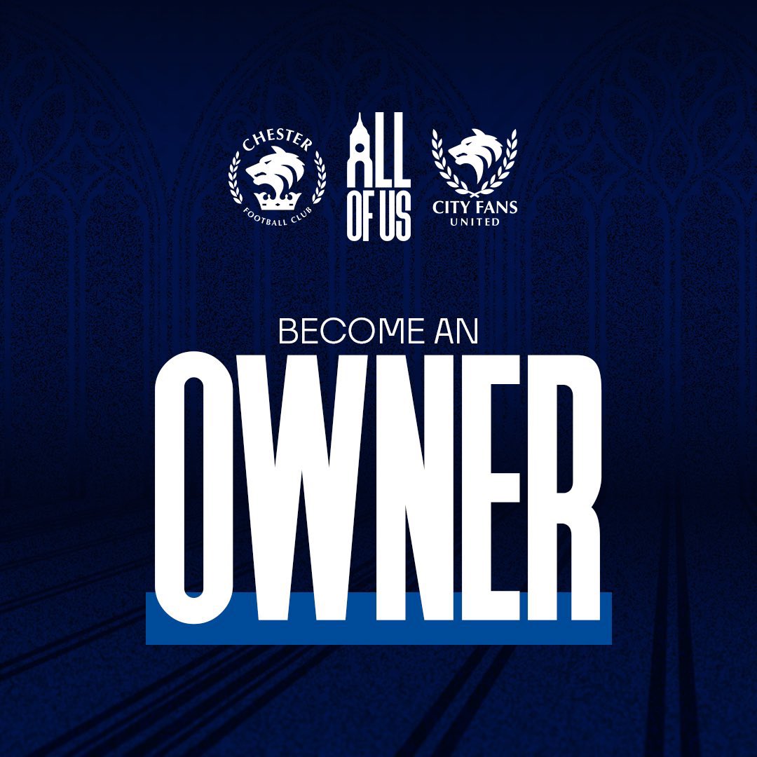 City Fans United is the group that owns <a href="/ChesterFC/">Chester FC</a> and there are currently more than 1️⃣3️⃣0️⃣0️⃣ co-owners. 

You can join them from just £1 per week, helping ensure a stronger future for our supporter-owned community football club. 

Join here ➡️ app.fanbaseclub.com/Fan/Membership…