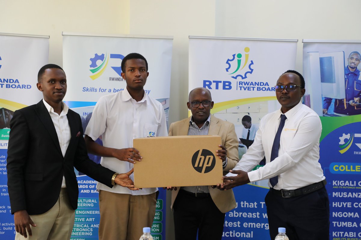 RTB_Rwanda's tweet photo. Today, a special awarding ceremony was held by @RwandaPolytec  and RTB to hand over laptops donated by De Lorenzo to the nine gold medal winners of the recently concluded National Skills Competition 2025.
The awards recognize outstanding performance in skill areas aligned with De Lorenzo’s core business, including programming, electrical installations, mechanical engineering, automotive technology, and mechatronics.

#NanjyendiTVET