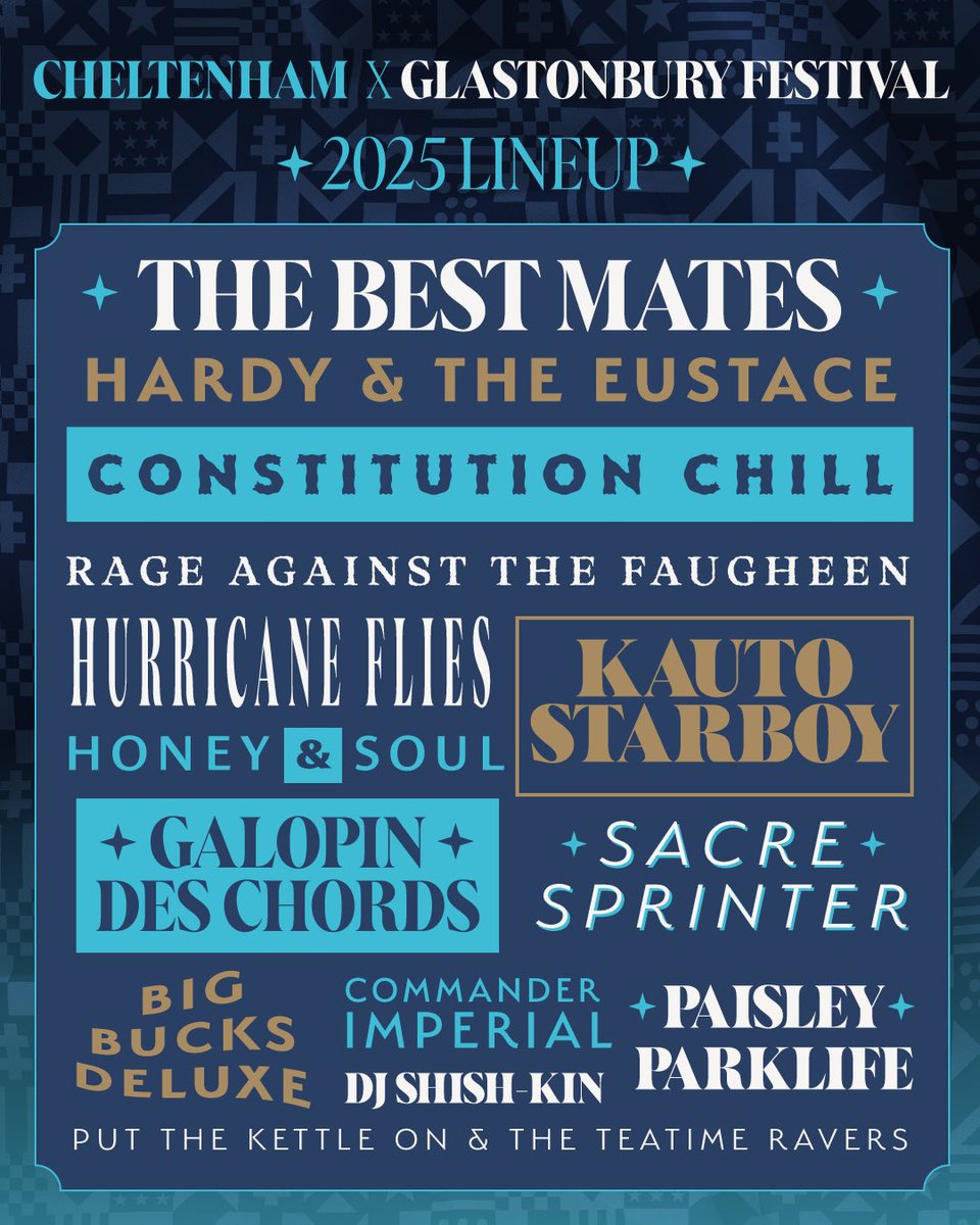 🎪🏇 When Cheltenham storms the Glastonbury stage… 💥

Introducing the ultimate crossover lineup for 2025 🎶✨

Who’s your headliner? 👇
Let us know in the comments🕺💃

#CheltenhamFestival #Glastonbury2025  #GlastonburyFestival  #Glastonbury