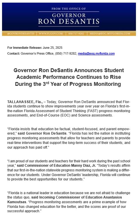 PresMannyDiazJr's tweet image. Let's take a moment to look at the Florida story:
#1 Higher Ed. ( 9 years in a row) U.S. News and World report
#1 Overall Ed.( 2 out of last 3) U.S. News and World report
#1 Education Freedom ( Heritage Foundation 3 years in a row)
#1 Parent Empowerment ( 2 years in a row…