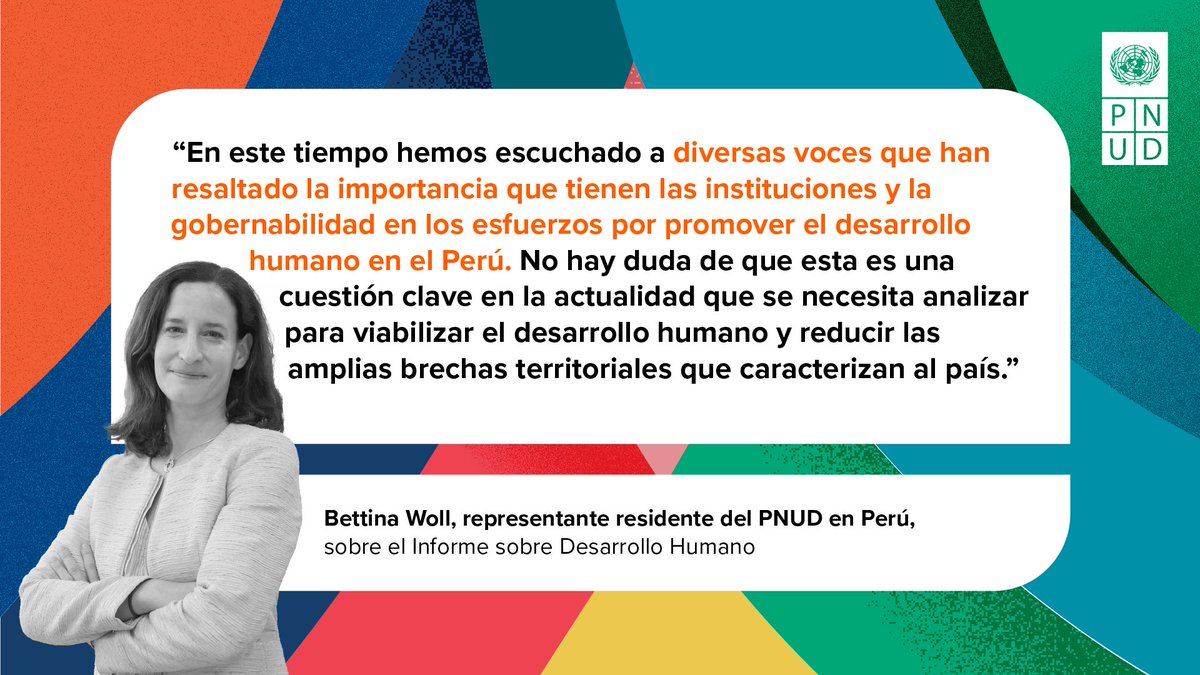 “El informe es una invitación a trabajar de forma conjunta en la construcción de un Perú donde cada persona tenga la oportunidad de desarrollarse plenamente” 

Bettina Woll ➡️ go.undp.org/UDH 

Este 3 de julio, el nuevo Informe Nacional de Desarrollo Humano en Perú