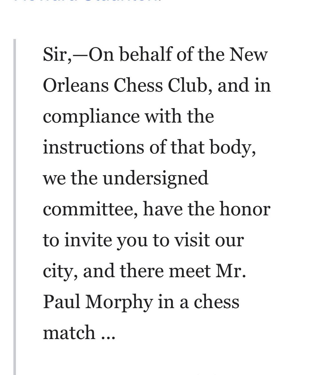 bobitee's tweet image. New Orleans Chess Club to Howard Staunton, February 4, 1858