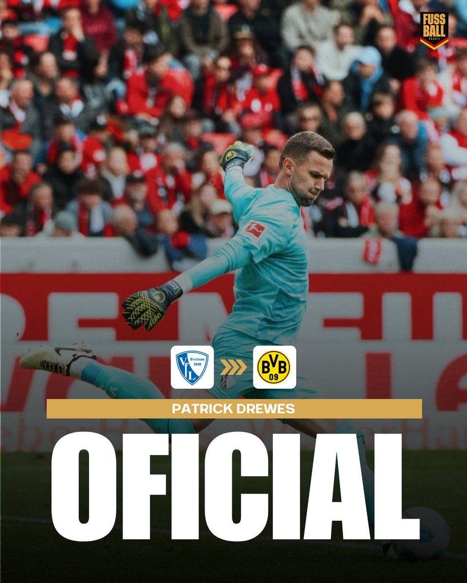 FussballBR's tweet photo. 2️⃣ 🇩🇪 𝗠𝗢𝗩𝗜𝗠𝗘𝗡𝗧𝗔𝗖̧𝗢̃𝗘𝗦 𝗜𝗠𝗣𝗢𝗥𝗧𝗔𝗡𝗧𝗘𝗦 𝗡𝗢 𝗩𝗙𝗟 𝗕𝗢𝗖𝗛𝗨𝗠! 🟦⬜️🔄
Patrick #Drewes (31), goleiro reserva do VfL Bochum, trocou de clube no Vale do Ruhr e vestirá amarelo e preto na próxima temporada. O jogador será o terceiro goleiro do Borussia Dortmund. O BVB pagou 300 mil euros pelo arqueiro, que assinou contrato até junho de 2027.
Em contrapartida, Romario #Rösch (25) chega aos Camundongos. O lateral-esquerdo vem do rebaixado SSV Ulm para o Ruhr. O Bochum não teve custos de transferências na negociação, o alemão assinou contrato até o fim da temporada 2025/26.