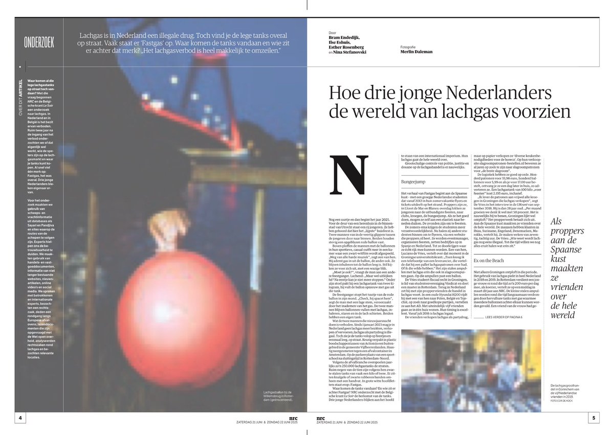 FrankSmilda's tweet image. Drie jonge Nederlandse ondernemers bouwen vanuit Malta een wereldwijd lachgasimperium op, ondanks verbod in Nederland. Fastgas-tanks duiken overal op – van straatfeesten tot afvalovens. 
nrc.nl/nieuws/2025/06… 
#lachgas #Fastgas