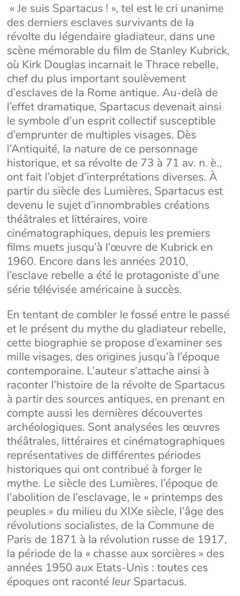 À paraître chez <a href="/Ellipses_Off/">Éditions Ellipses</a> 

« Spartacus. Le gladiateur aux mille visages » par Rita Compatangelo-Soussignan :
editions-ellipses.fr/accueil/16100-…