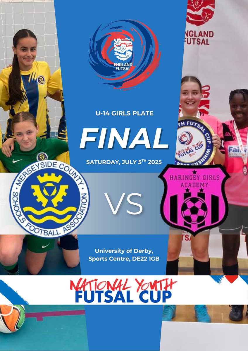 England Futsal (@englandfutsal) on Twitter photo U14 Girls Plate Final 🦁
It's Liverpool vs London once again...
<a href="/MCSFA2/">Merseyside County Schools’ FA</a> vs <a href="/HaringeyGirlsAc/">Haringey Girls</a>
Merseyside Yellows beat Lancashire Spitfires in a local derby, whilst Haringey overcame <a href="/COPFC2014/">City Of Peterborough Futsal Centre</a> to secure their second side in this year's Finals Weekend 🫡 U14 Girls Plate Final 🦁
It's Liverpool vs London once again...
<a href="/MCSFA2/">Merseyside County Schools’ FA</a> vs <a href="/HaringeyGirlsAc/">Haringey Girls</a>
Merseyside Yellows beat Lancashire Spitfires in a local derby, whilst Haringey overcame <a href="/COPFC2014/">City Of Peterborough Futsal Centre</a> to secure their second side in this year's Finals Weekend 🫡
