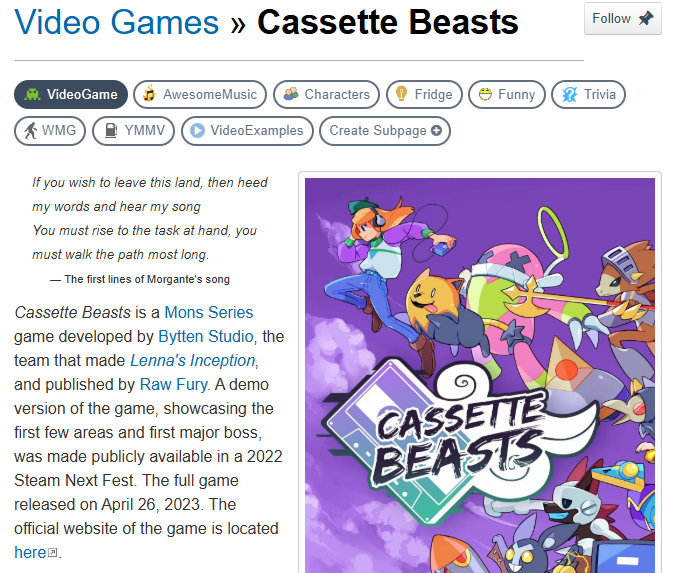 As game developers, the only sign of success that actually matters to us is the fact that we have an extensive TV Tropes page hell yeah brother