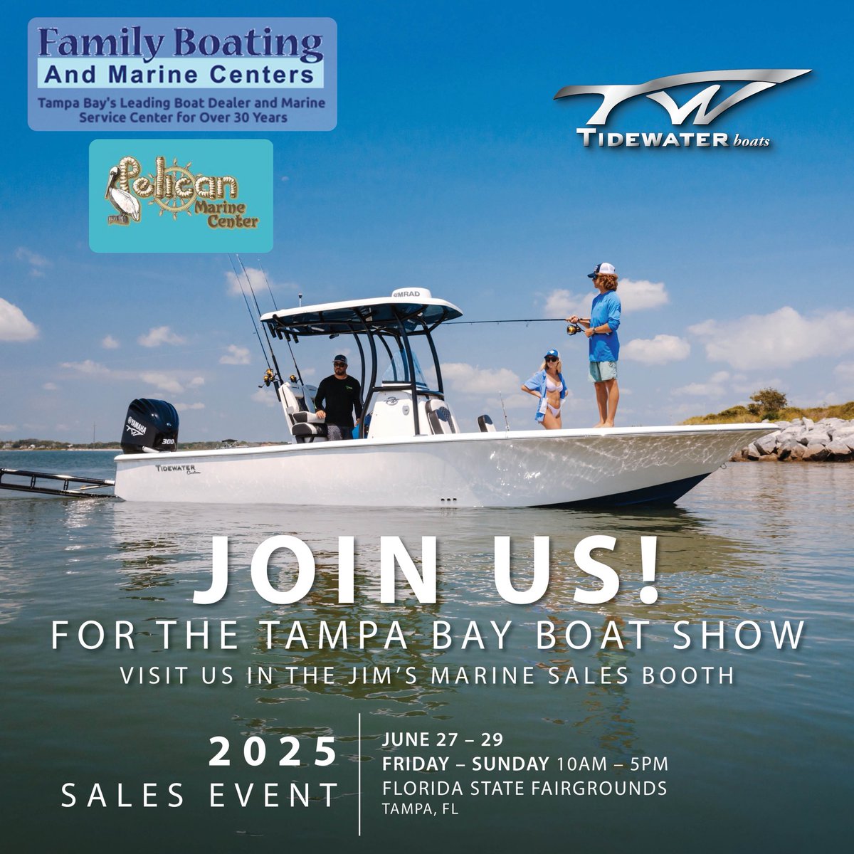 Join Pelican Marine Center and Family Boating Centers for the Tampa Bay Boat Show!! Starts this Friday and goes through the weekend!!
