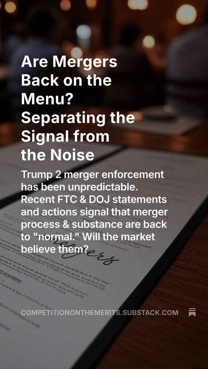 You should be reading Competition on the Merits to understand what is happening in M&amp;A: 

open.substack.com/pub/competitio…