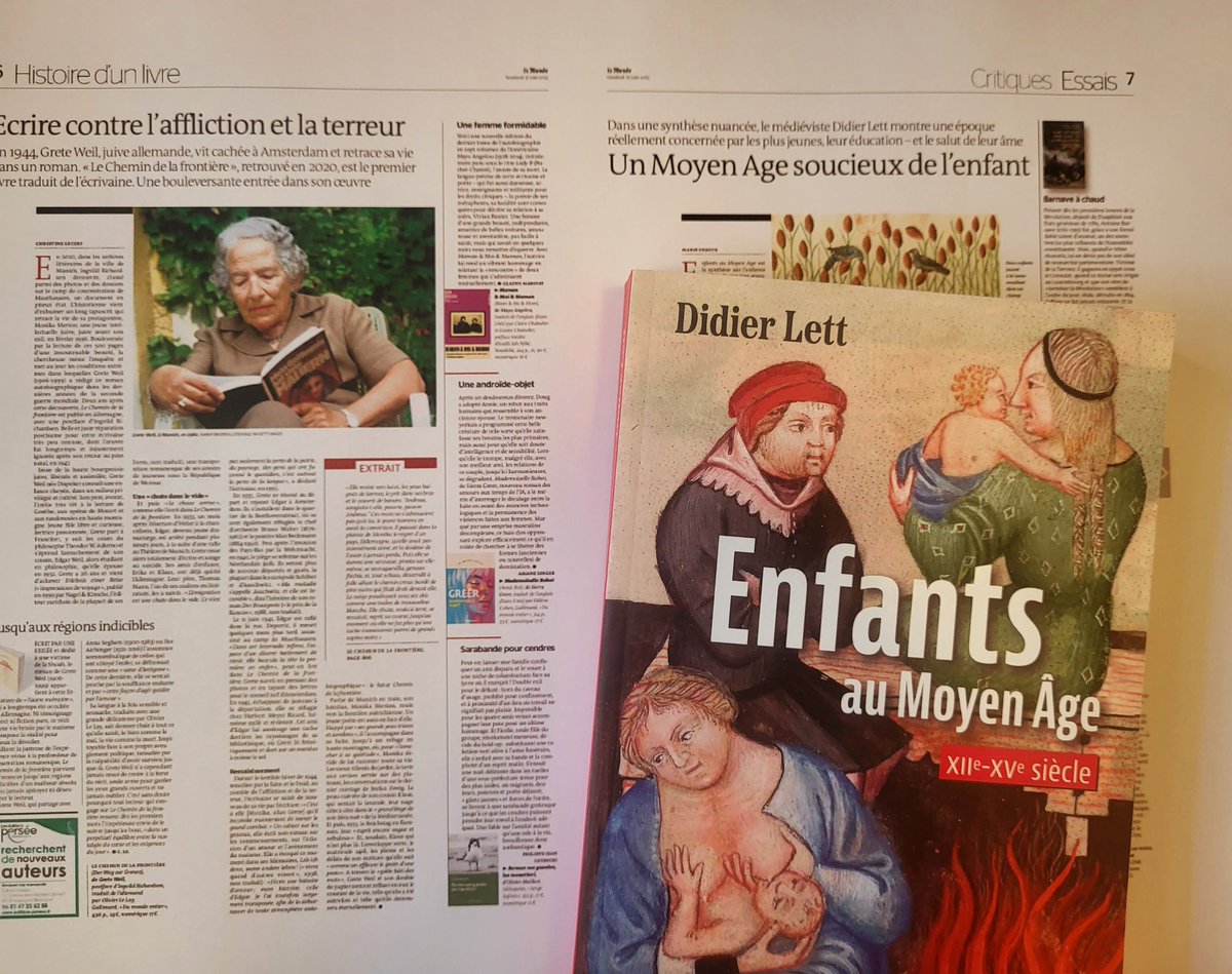 Mona Logerot (@monalogerot) on Twitter photo 🗞 Le livre "Enfants au Moyen Âge" <a href="/Ed_Tallandier/">Éditions Tallandier</a> est dans <a href="/MondedesLivres/">Le Monde des livres</a> !
"En croisant sources archéologiques et textuelles et en faisant son miel de décennies d'études sur la question, Didier Lett renouvelle profondément notre compréhension de la parentalité médiévale" 🗞 Le livre "Enfants au Moyen Âge" <a href="/Ed_Tallandier/">Éditions Tallandier</a> est dans <a href="/MondedesLivres/">Le Monde des livres</a> !
"En croisant sources archéologiques et textuelles et en faisant son miel de décennies d'études sur la question, Didier Lett renouvelle profondément notre compréhension de la parentalité médiévale"