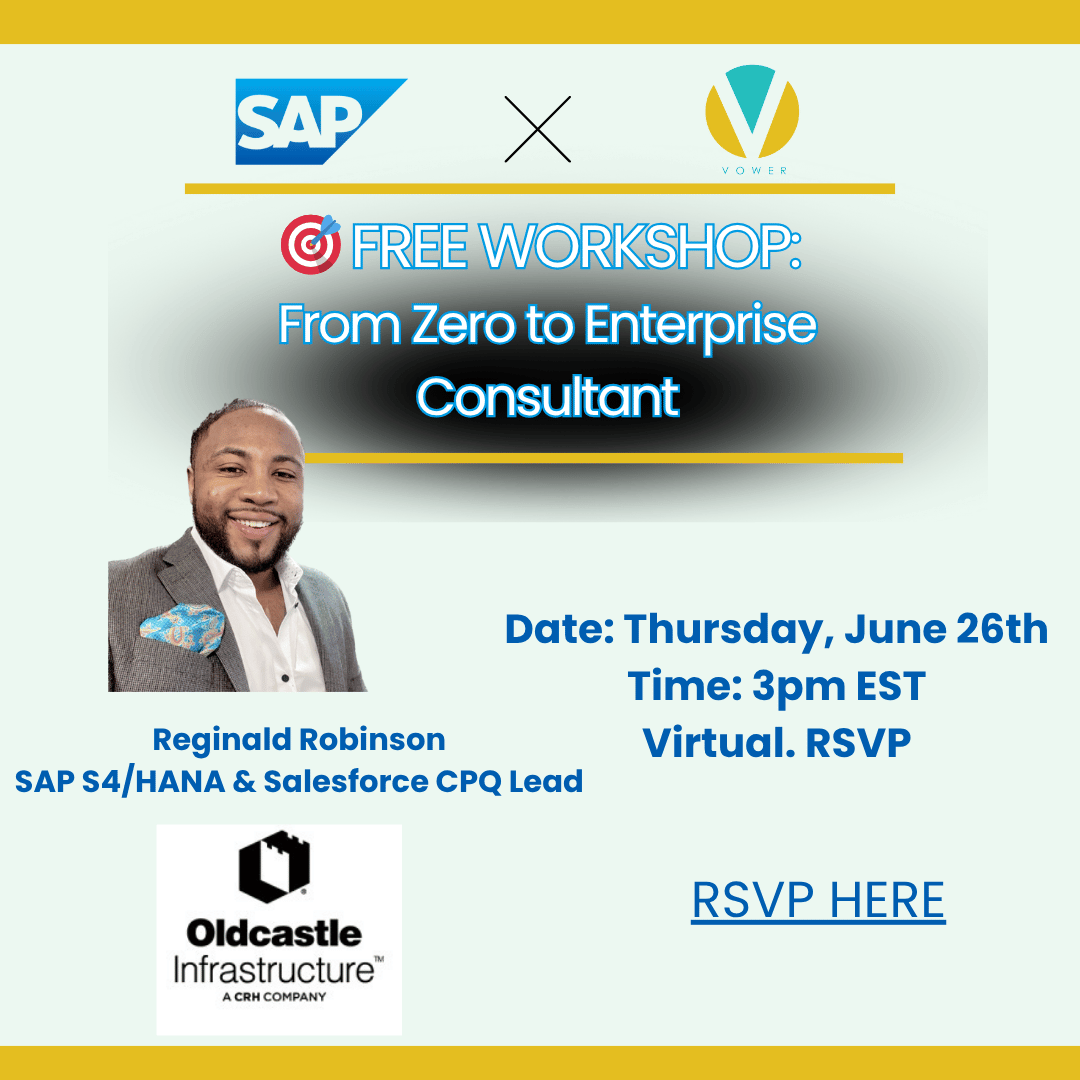 From Zero to Six Figures
Your backstage pass to enterprise consulting- TODAY  at Thursday, 3 PM EST

Reginald Robinson, SAP/Salesforce Senior  Manager , is sharing exactly how he built a 6-figure career in enterprise consulting

Register here: lnkd.in/etMhpdSr