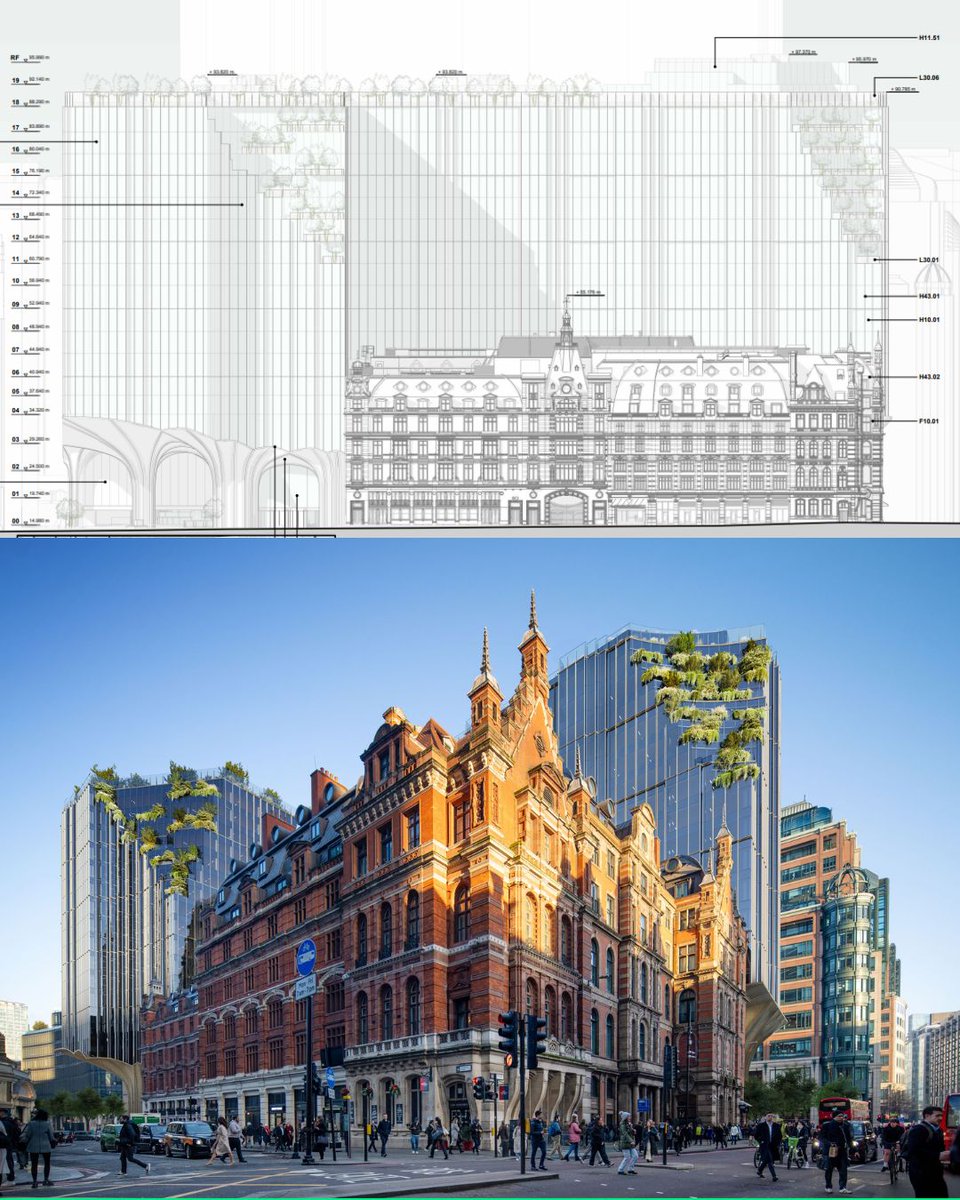 What a difference a camera angle makes! 📸

📐 The true scale of Acme’s proposal for Liverpool Street Station is unmistakable in the architectural elevation, which reveals the new structure towering over the existing station. 👀🏢

Credit: Acme, via planning portal