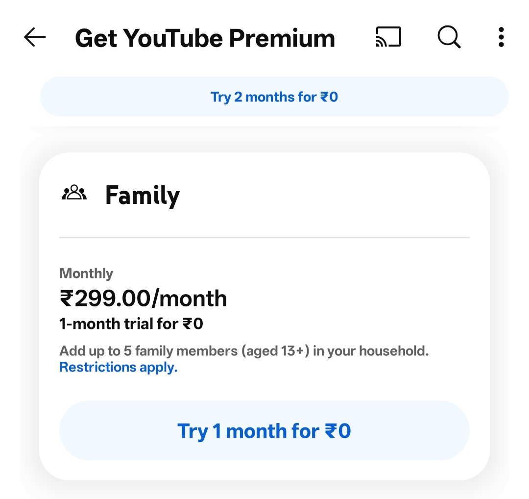 Let it be (@letitbe30842) on Twitter photo Dear <a href="/YouTubeIndia/">YouTube India</a> why don't you allow One year plan at #youtubepremium option for family Ones. It's really very hard to pay on a monthly basis plan. Dear <a href="/YouTubeIndia/">YouTube India</a> why don't you allow One year plan at #youtubepremium option for family Ones. It's really very hard to pay on a monthly basis plan.