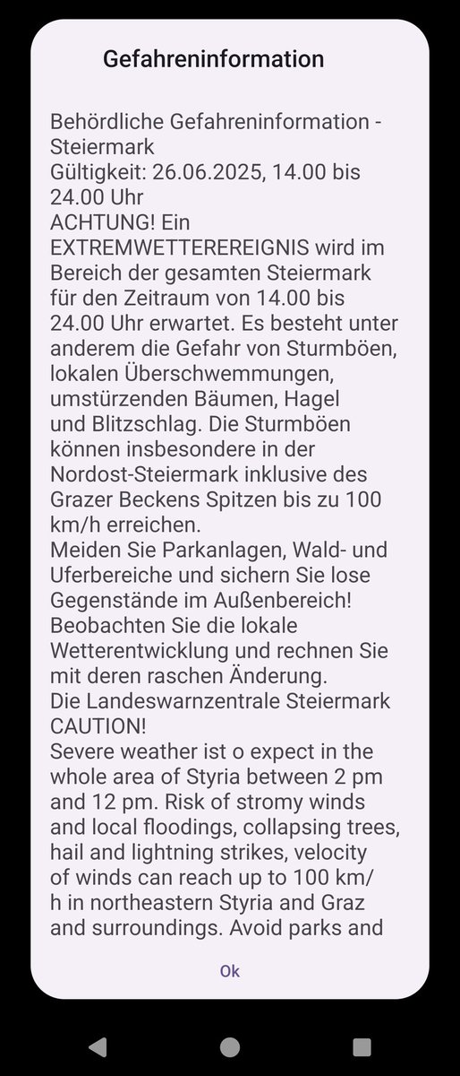 Sarah__Wilke's tweet photo. In Österreich wird direkt übers Handy gewarnt, damit wirklich gar keiner mehr vom Gewitter überrascht werden kann.

@Kachelmann https://t.co/0itIhoh6aq