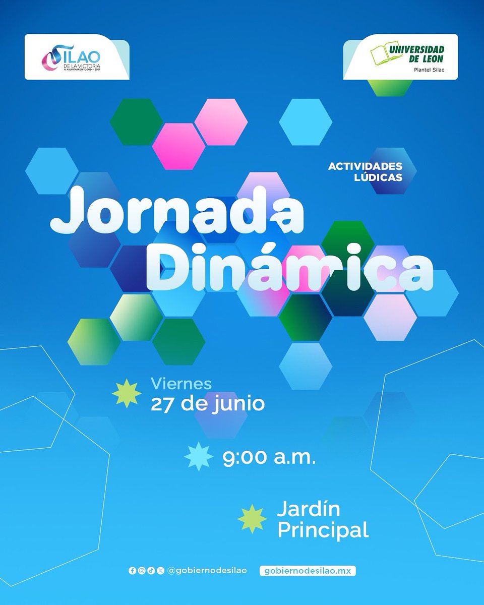 🩵📖 El plantel #Silao de la UDL celebrará su #JornadaDinámica en el jardín principal. ¡Habrá muchas actividades para aprender, divertirse y conectarse con el campo profesional! 😉✨