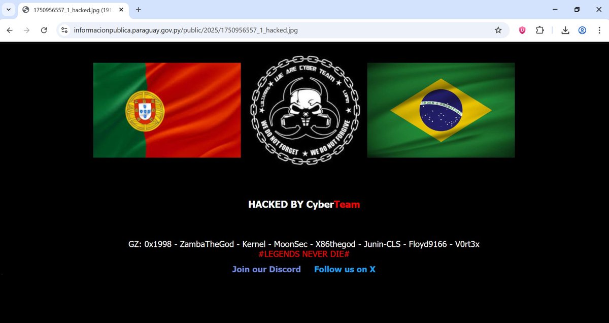 Portal Unificado de Acceso a la Información Pública - Paraguay

site:informacionpublica.paraguay.gov.py/public/2025/17…
mirror:zone-h.org/mirror/id/4140…

#CyberTeam #Hacked