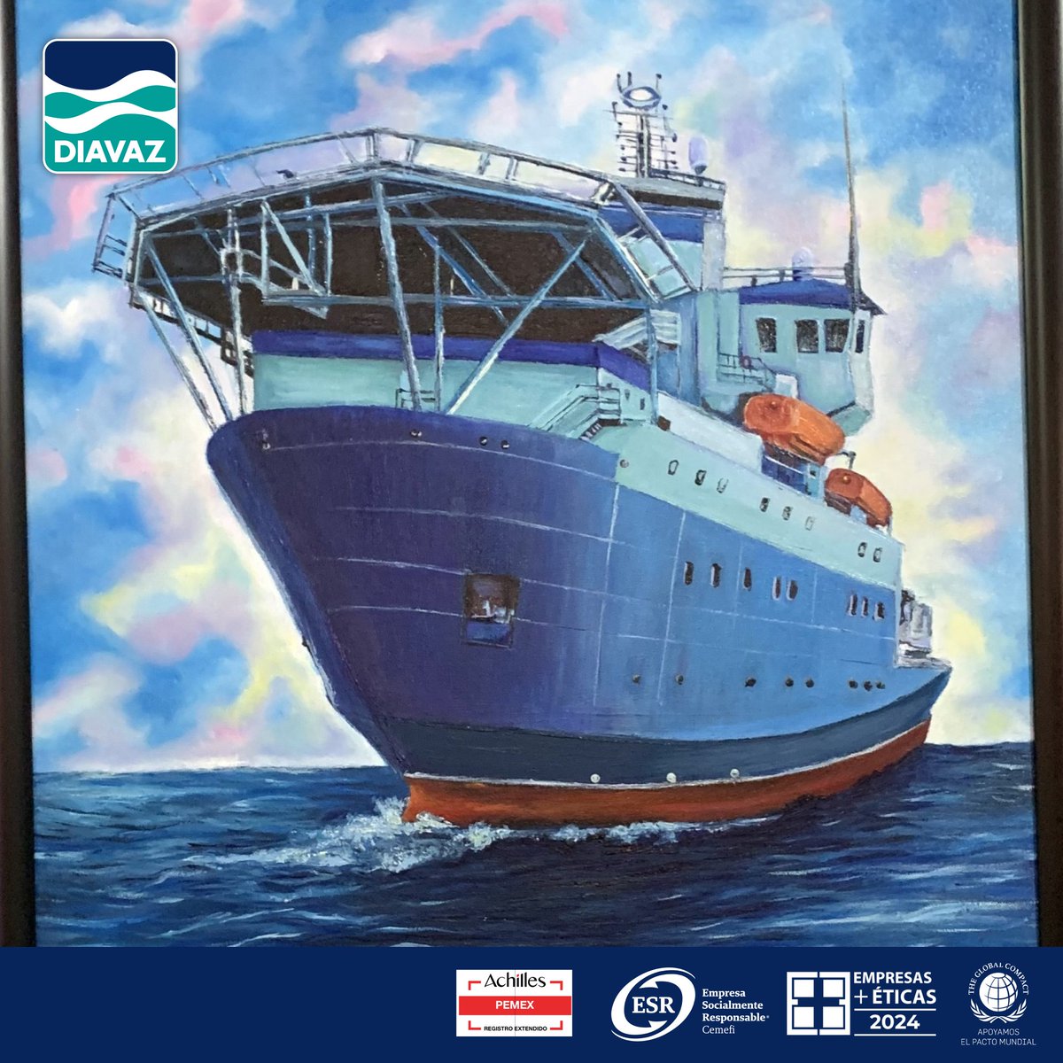 DiavazCS's tweet photo. 🎨🚢Asistimos a la exposición de arte con temática #MarinaIndustrial, donde nuestra colaboradora la Ing. Isaura Guzmán Chacón, se inspiró en el entorno industrial en el que CSD desarrolla sus operaciones.

#SomosESR #EmpresaSocialmenteResponsable #SomosDIAVAZ #Cultura #Arte https://t.co/XO14c3N9eU