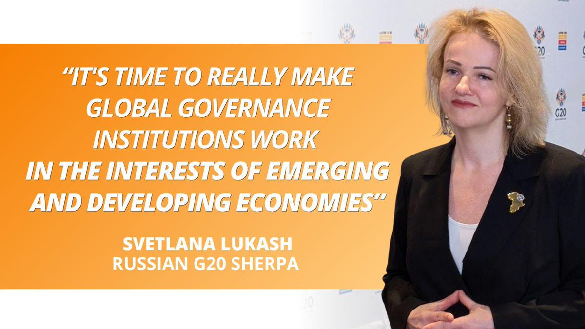 🎙 Russian #G20 Sherpa <a href="/LanaLukash/">Svetlana Lukash</a> to <a href="/UbuntuRadioZA/">Ubuntu Radio DSTV888</a> on the sidelinens of the 3rd Sherpa Meeting:

💬 We think that South African priorities are very well placed to also achieve the goals set by the Russian Federation in the G20.

🔗 tinyurl.com/p3ypxfv8

#G20SouthAfrica