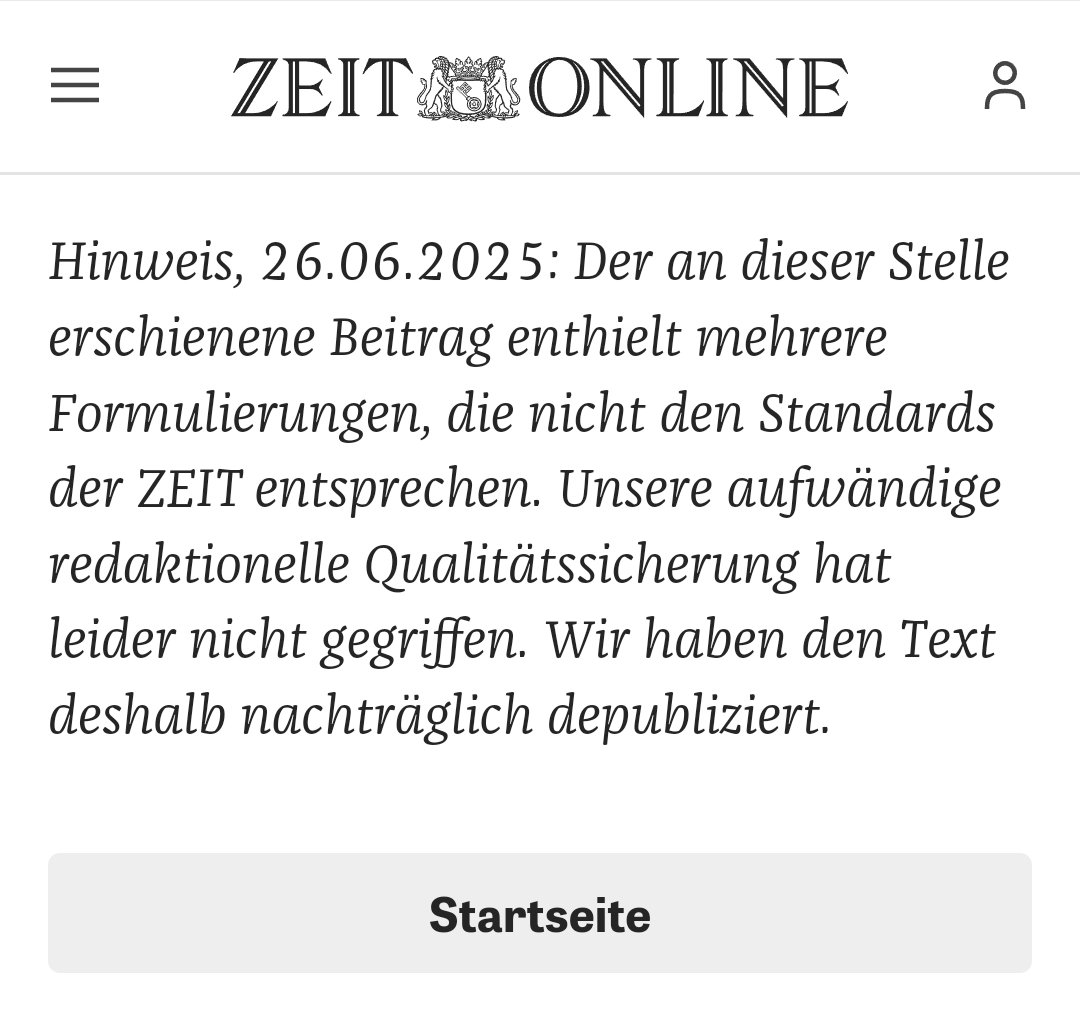Hallo <a href="/DIEZEIT/">DIE ZEIT</a>, ich kann hier keine Entschuldigung für den menschenverachtenden Text entnehmen, außerdem werden für den Autor Konsequenzen folgen?