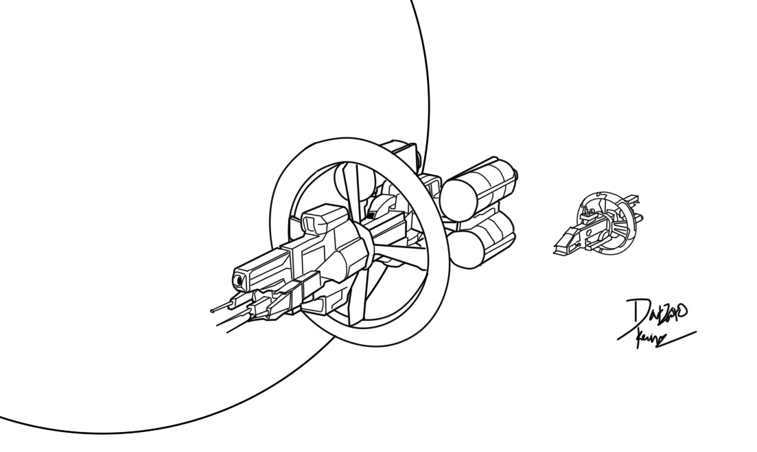 Dibujando las naves de la FUP Destiny, hecho a escala la diferencia entre una fragata y un crucero de batalla. (esto es un adelanto del dibujo)