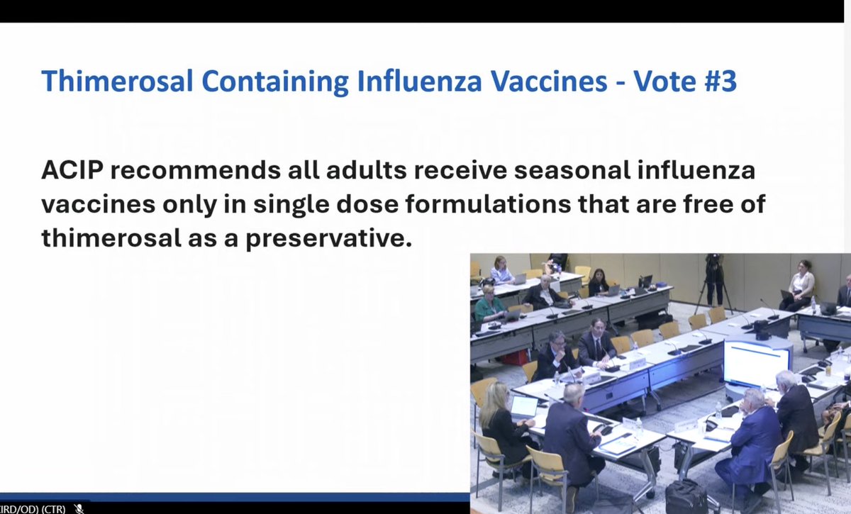AnnaRMatson's tweet image. This is HUGE!

The vaccine advisory board just voted to not recommend thimerosal (mercury) flu vaccines anymore 🙌

For too long, pregnant women have been told to not eat fish because they contain mercury, but they have recommended the mercury filled flu vaccine. 

Mercury is a…