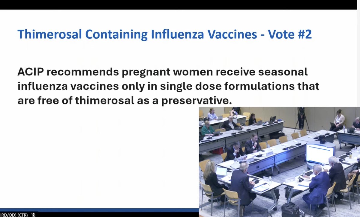 AnnaRMatson's tweet image. This is HUGE!

The vaccine advisory board just voted to not recommend thimerosal (mercury) flu vaccines anymore 🙌

For too long, pregnant women have been told to not eat fish because they contain mercury, but they have recommended the mercury filled flu vaccine. 

Mercury is a…