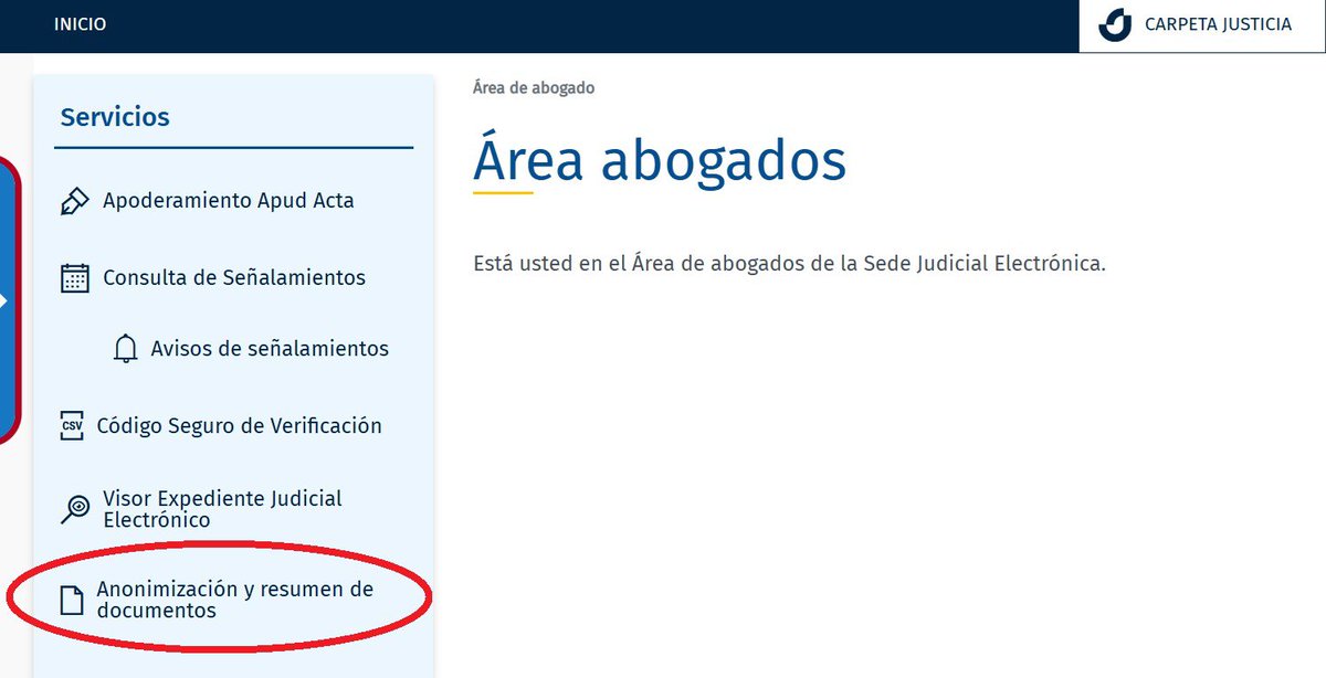 ¿Sabías que en el Área abogados de la sede judicial electrónica tienes varias herramientas incluidas las de anonimización y resumen de documentos? #ConsejillosTIC